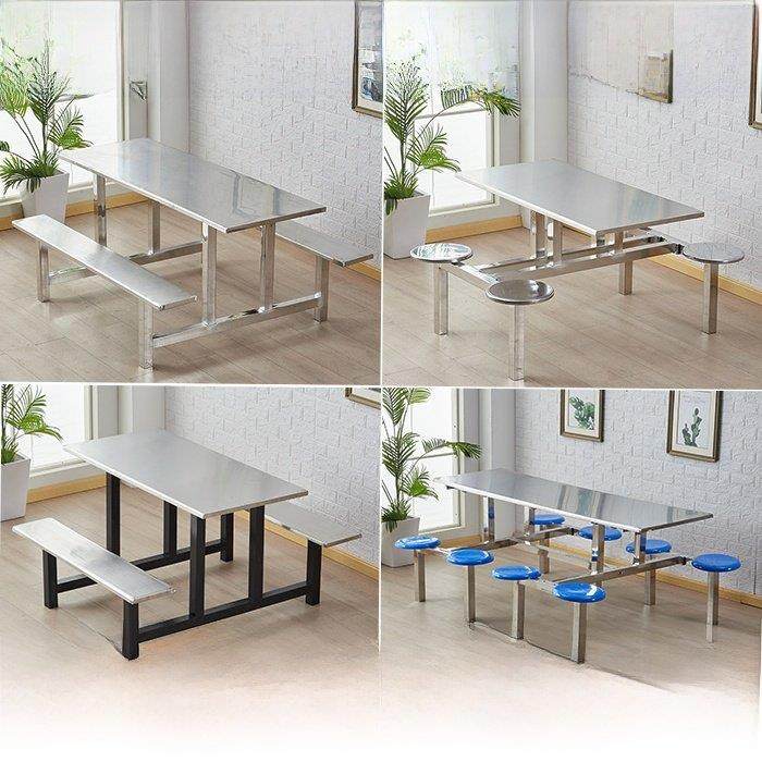 食堂餐桌椅组合学校生员工饭堂连体快餐桌4人6人8人位不锈钢餐桌,住宅家具,不锈钢/PVC餐桌,淘宝优惠券,粉丝福利购,淘宝优惠卷