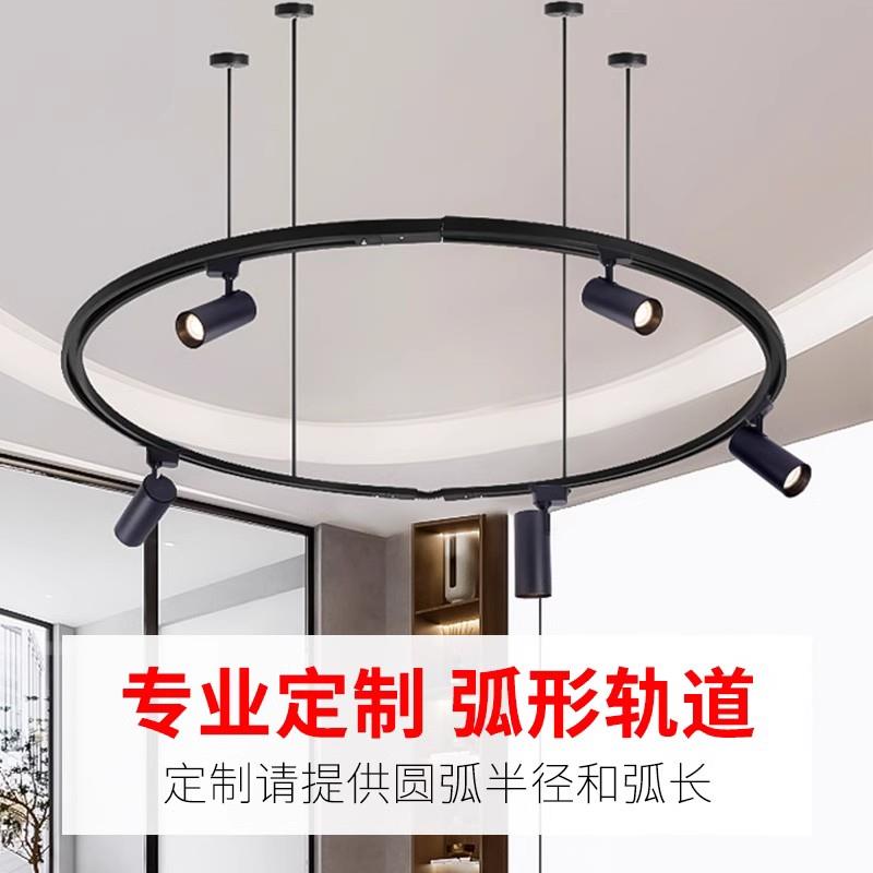 弧形轨道射灯展厅铝材铜芯 加厚两线三线圆形椭圆定制导轨条led灯