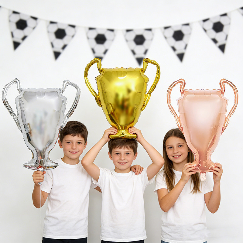世界杯冠军奖杯铝膜气球足球比赛主题派对儿童生日玩具装饰用品图片
