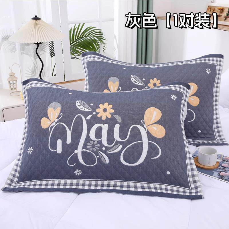 加厚透气枕巾纱布枕头巾四季通用学生成人枕头盖巾吸汗柔软一对装