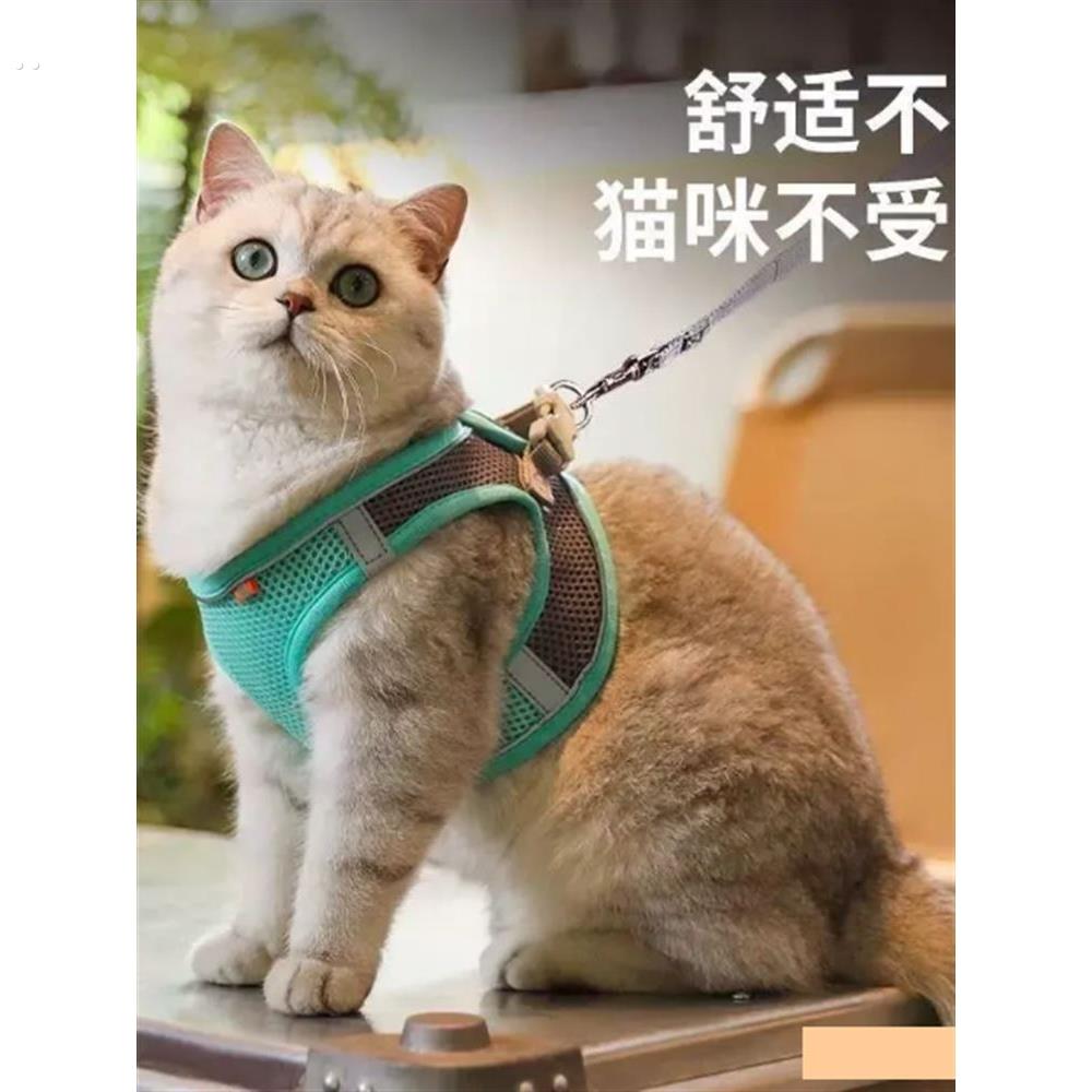 【新品】蓝猫牵引绳背心胸背可调节英短蓝白猫遛猫绳子防挣脱专用