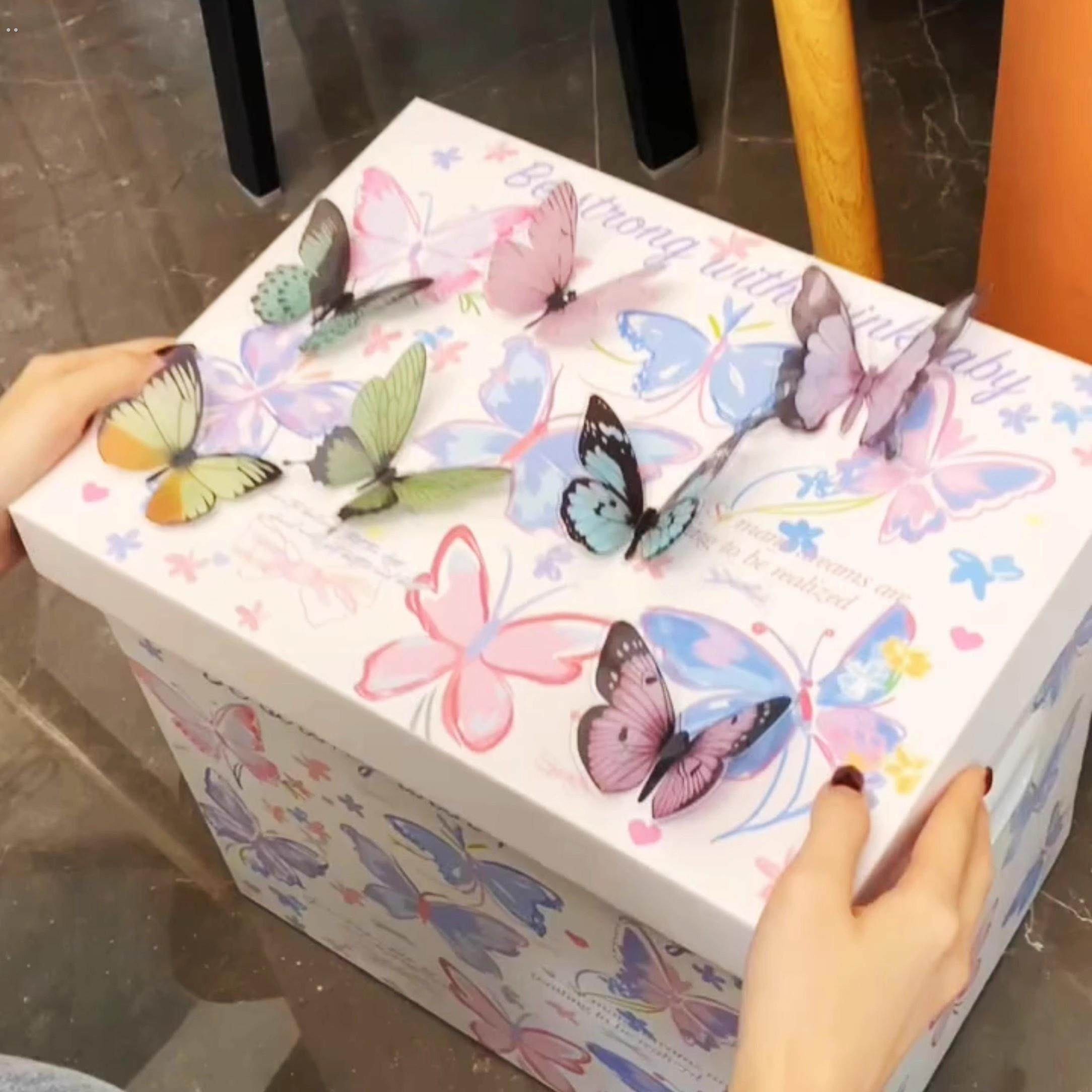 礼盒空盒子彩绘蝴蝶箱创意送闺蜜毕业生日七夕男女朋友礼物高颜值