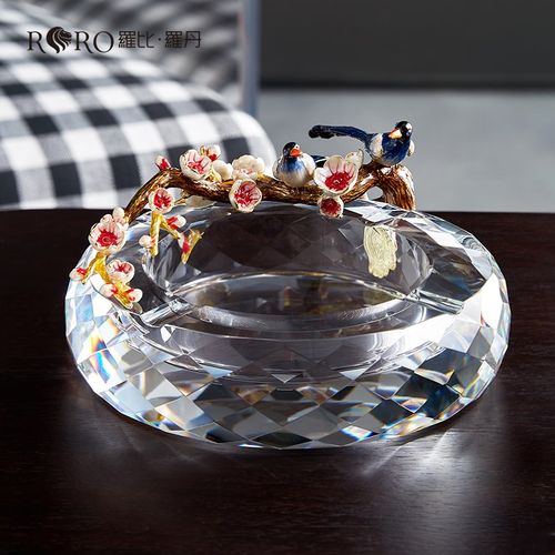 罗比罗丹喜上枝头烟灰缸珐琅彩工艺商务礼品家居饰品