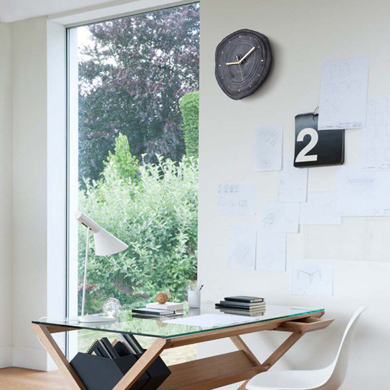 碳钟侘寂挂钟实木黑色年轮钟表客厅卧室创意个性墙饰时钟静音,家居饰品,挂钟,淘宝优惠券,粉丝福利购,淘宝优惠卷