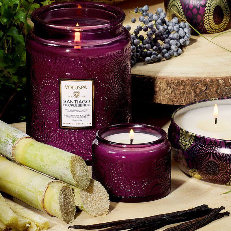 香薰蜡烛小浮雕杯玻璃瓶装椰子蜡书房卧室室内香氛