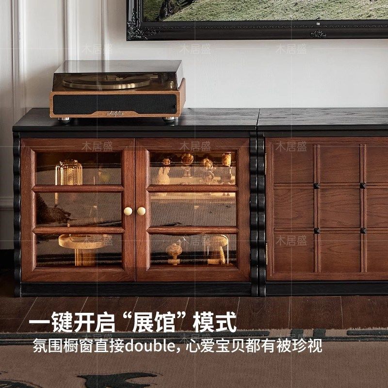 塞茉柜法式复古风实木电视柜模块柜客厅落地展示柜红橡,住宅家具,电视柜,淘宝优惠券,粉丝福利购,淘宝优惠卷