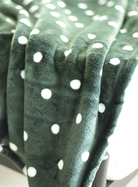 复古墨绿色波点法兰绒毯子床上用毛毯绒毯冬季加厚保暖毛巾被