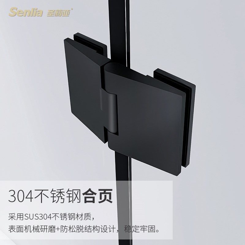 圣莉亚淋浴房浴室隔断玻璃推拉门一字窄边框极简锈钢钢化玻璃