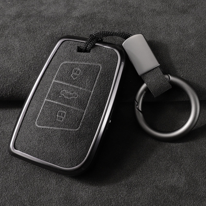 适用大众钥匙新迈腾蔚揽扣帕萨特汽车翻毛皮包金属壳