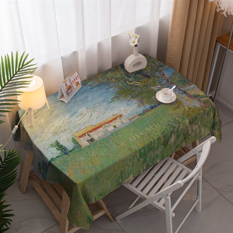 梵星空油画向日葵桌布防水防油免洗欧式宿舍餐桌布桌垫,居家布艺,桌布,淘宝优惠券,粉丝福利购,淘宝优惠卷