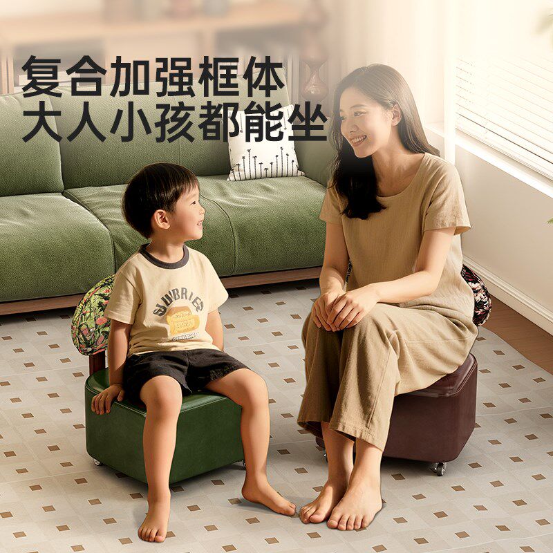 万向小滑轮静音矮凳家用门口复古小椅子靠背沙发凳实木坐凳,住宅家具,万向轮凳,淘宝优惠券,粉丝福利购,淘宝优惠卷