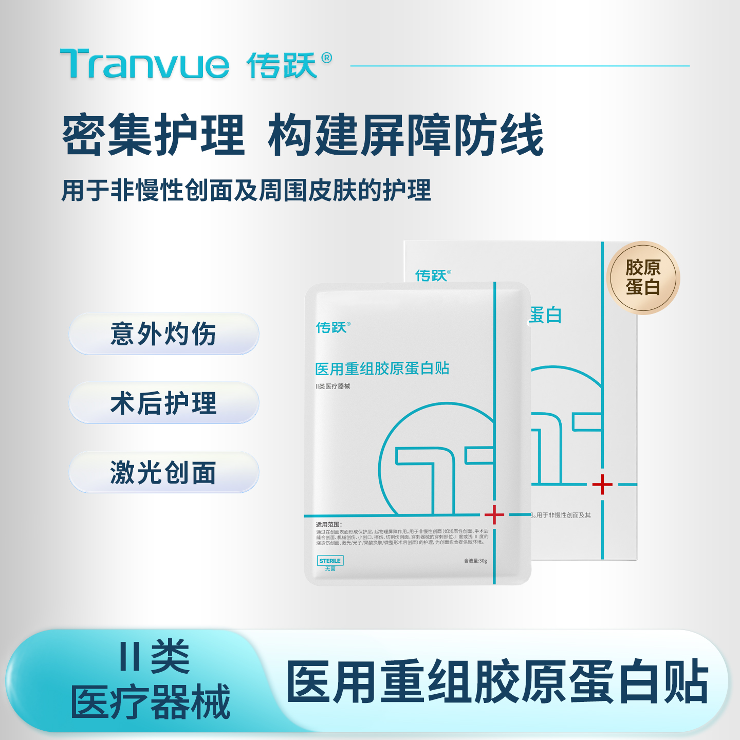 传跃医用重组胶原蛋白贴术后护理激光创面非慢性创面防护