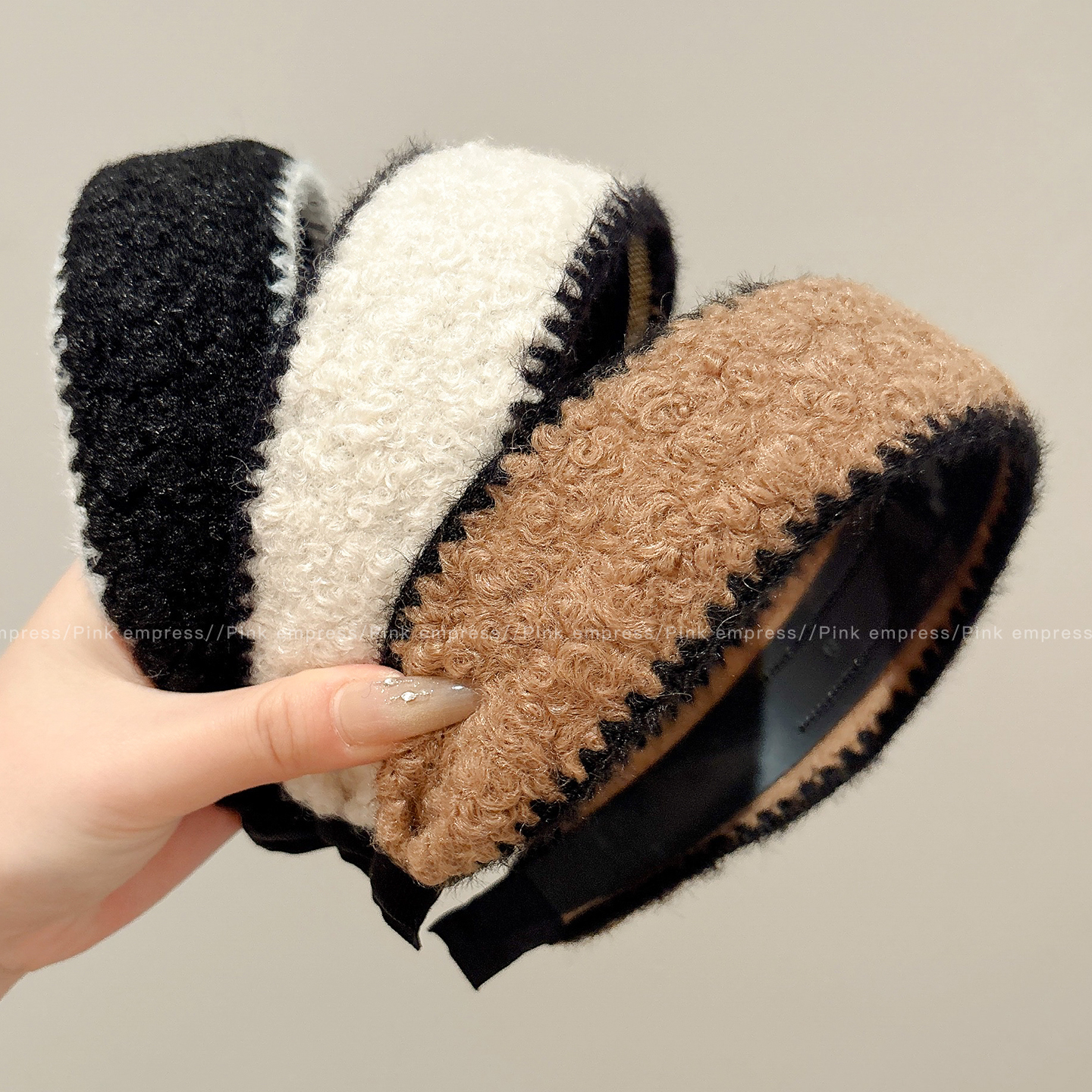 韩系毛呢宽边发箍女2026新款洋气时尚头箍高颅顶秋冬毛绒发捆头饰