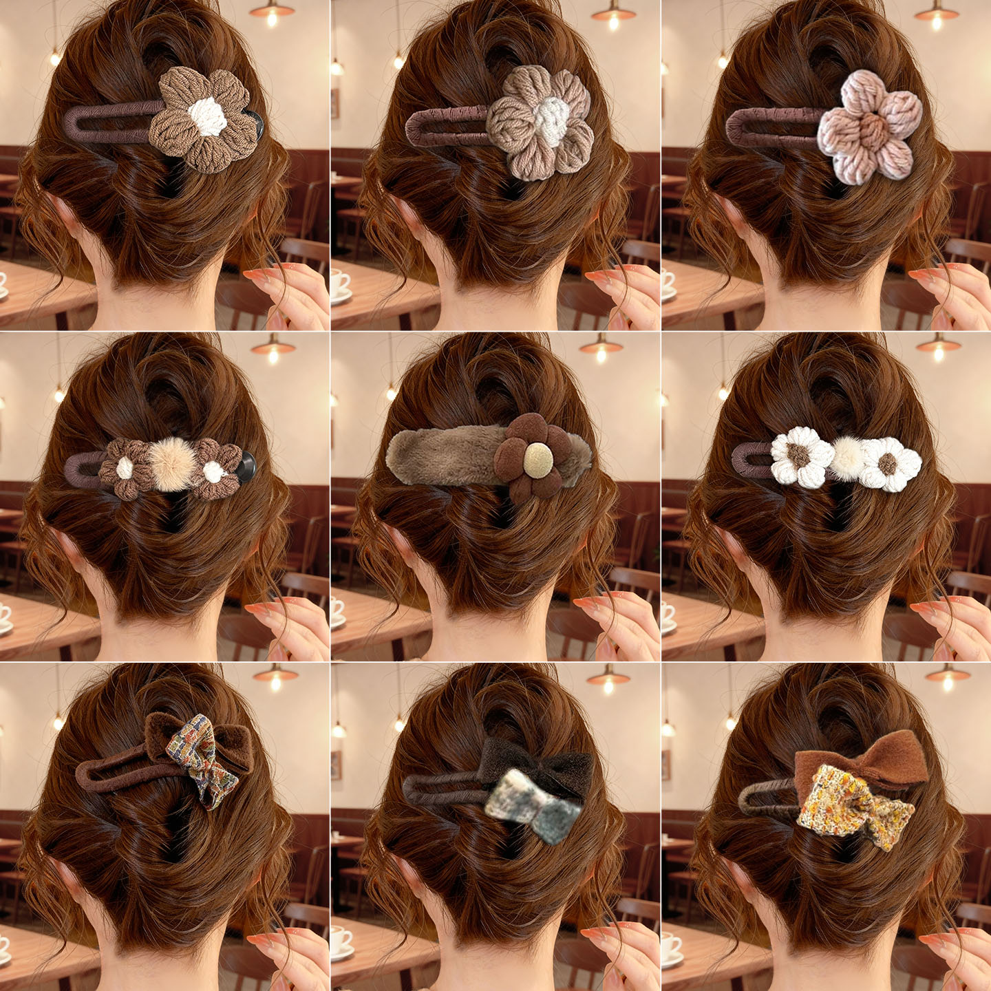 2026新款毛绒花朵发夹鸭嘴夹女秋冬后脑勺盘发抓夹一字夹发卡发饰