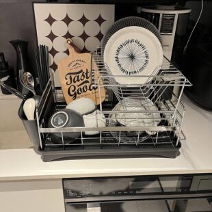 VIELE 轻奢包豪斯厨房不锈钢沥水篮中古银色碗架水杯双层置物架