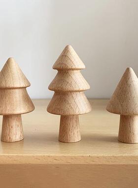 实木摆件日系可爱蘑菇手工装饰品精致小树现代简约柜子搁板装饰物