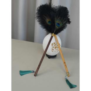 逗猫棒孔雀翎鸵鸟毛掸子除尘扫灰家用鸡毛静电掸空间高档美观装饰