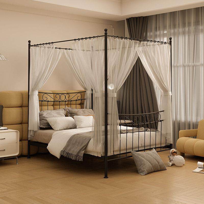 老匠铁艺床蚊帐欧式架子床简约现代1.8米双人学生床1.35铁架床T31