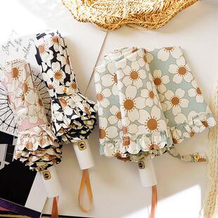 日系清新碎花全自动晴雨两用伞防晒遮阳伞折叠黑胶遮阳伞抗UV