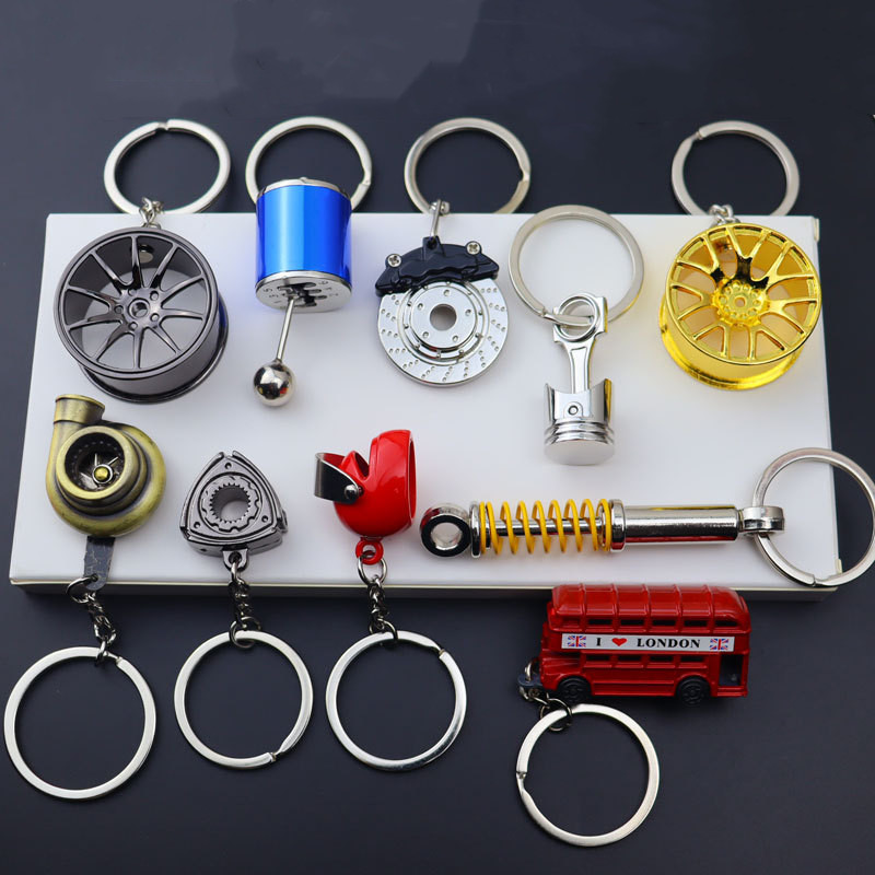 个性创意金属钥匙扣涡轮排挡轮毂刹车盘避震器卡钳汽车钥匙扣挂件