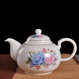餐馆办公室青花瓷泡茶壶 耐高温茶壶陶瓷带过滤孔大号单壶家用中式