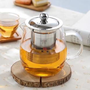 創虹玻璃茶壺耐高溫泡茶壺不銹鋼過濾茶具加厚耐熱玻璃花茶壺單壺