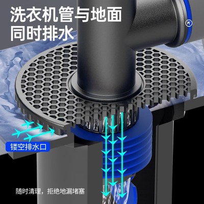 洗衣机下水管三头通地漏一分二排水管接头防臭溢水三通分流器