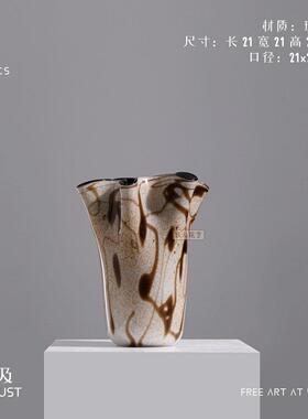 妖及 中古侘寂风花瓶花艺 酒店售楼部接待台吧台餐桌装饰品摆件