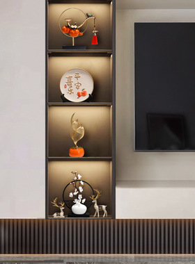 高档酒柜搭配新中式北欧轻奢现代风家居摆件客厅玄关样板间办公室