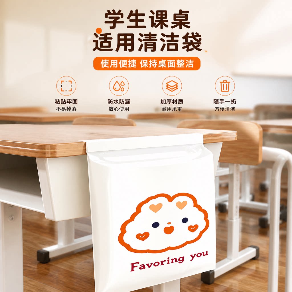 书桌粘贴式垃圾袋小学生用桌面