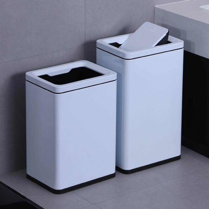 大号摇盖垃圾桶带盖子不锈钢商用卫生洗手间筒卫生纸方形轻奢大容