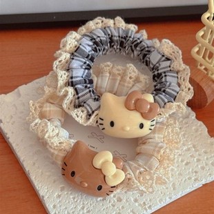 新款蕾丝花边发圈简约少女马尾小肠头绳圈高颜值ins可爱发绳猫咪