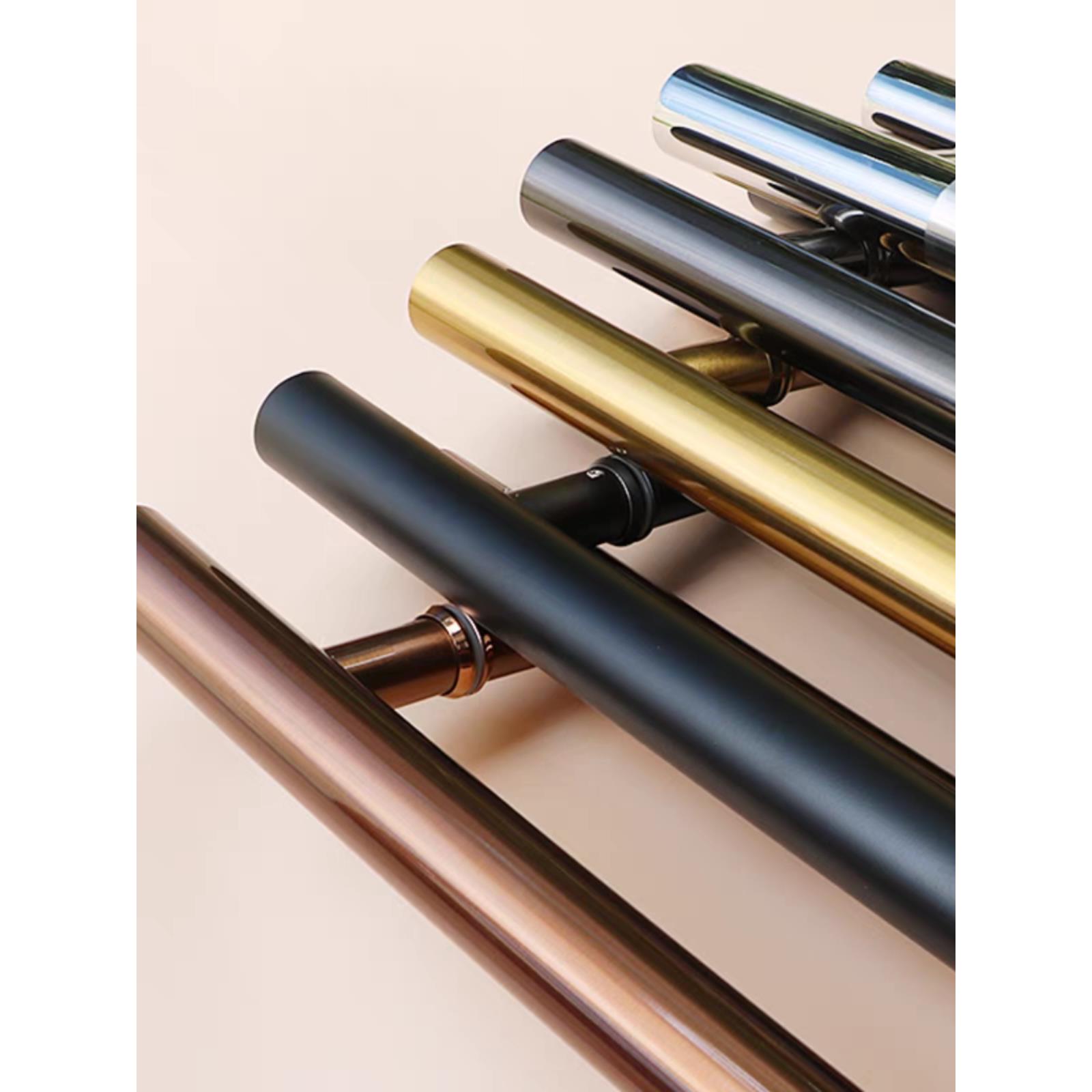 玻璃门拉手不锈钢玫瑰黑钛金色有无框对装推拉地弹木门KTV门把手