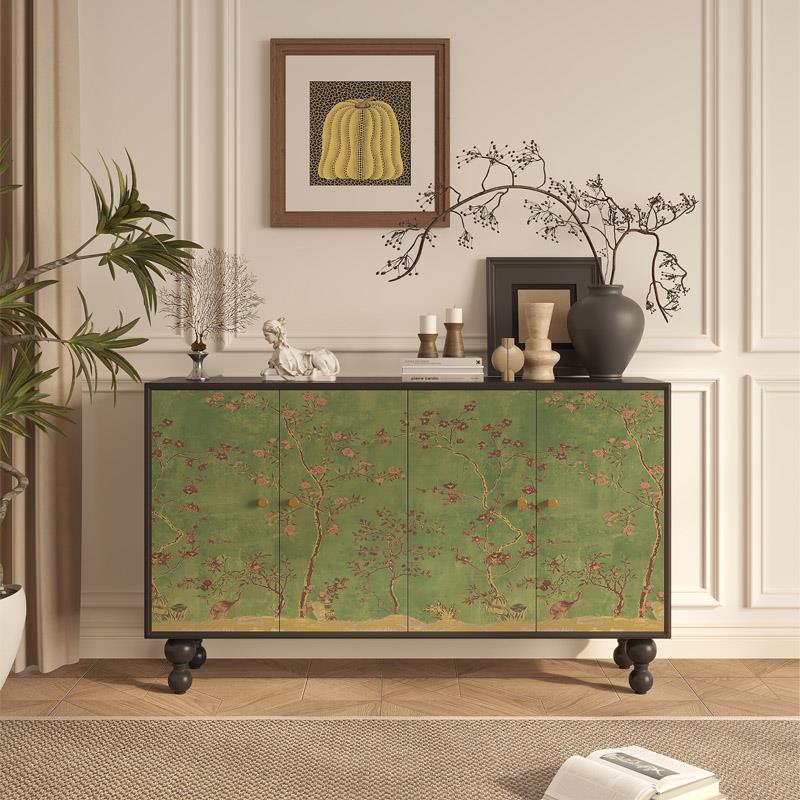 法式餐边柜复古鞋柜中古风酒店民宿实木储物柜可收纳置物玄关柜