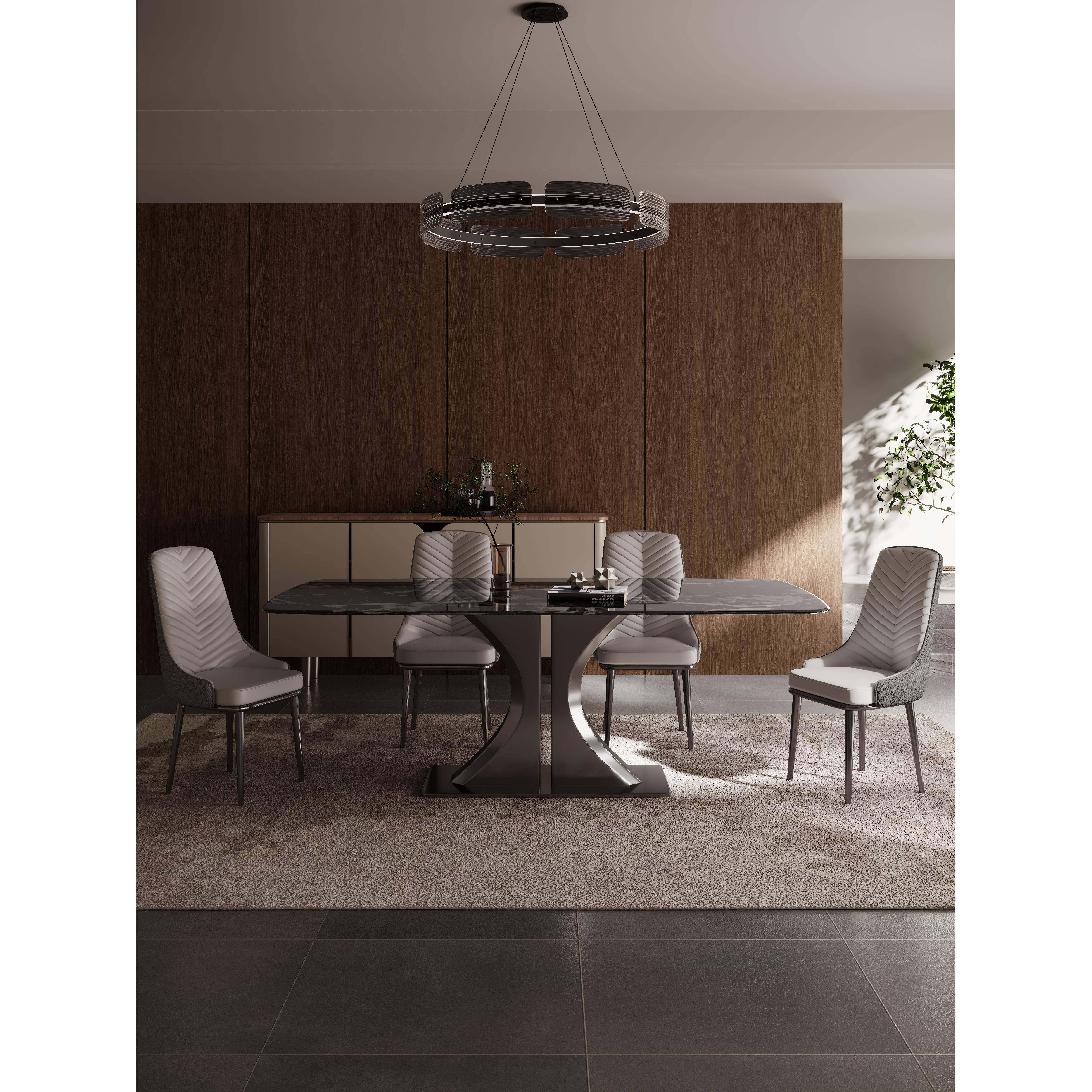 高端超晶石餐桌椅组合现代简约家用小户型长方形大理石饭桌