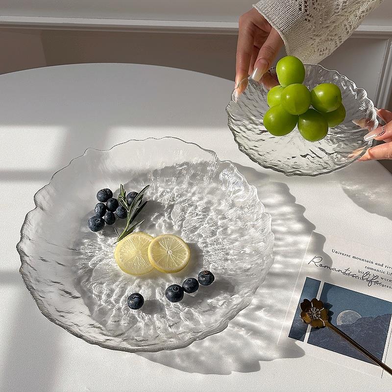 玻璃水果盘轻奢高档家用客厅茶几高级感水晶精致糖果零食摆放篮子