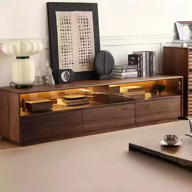 北美黑胡桃木电视柜全实木落地柜客厅家用现代简约小户型矮柜北欧