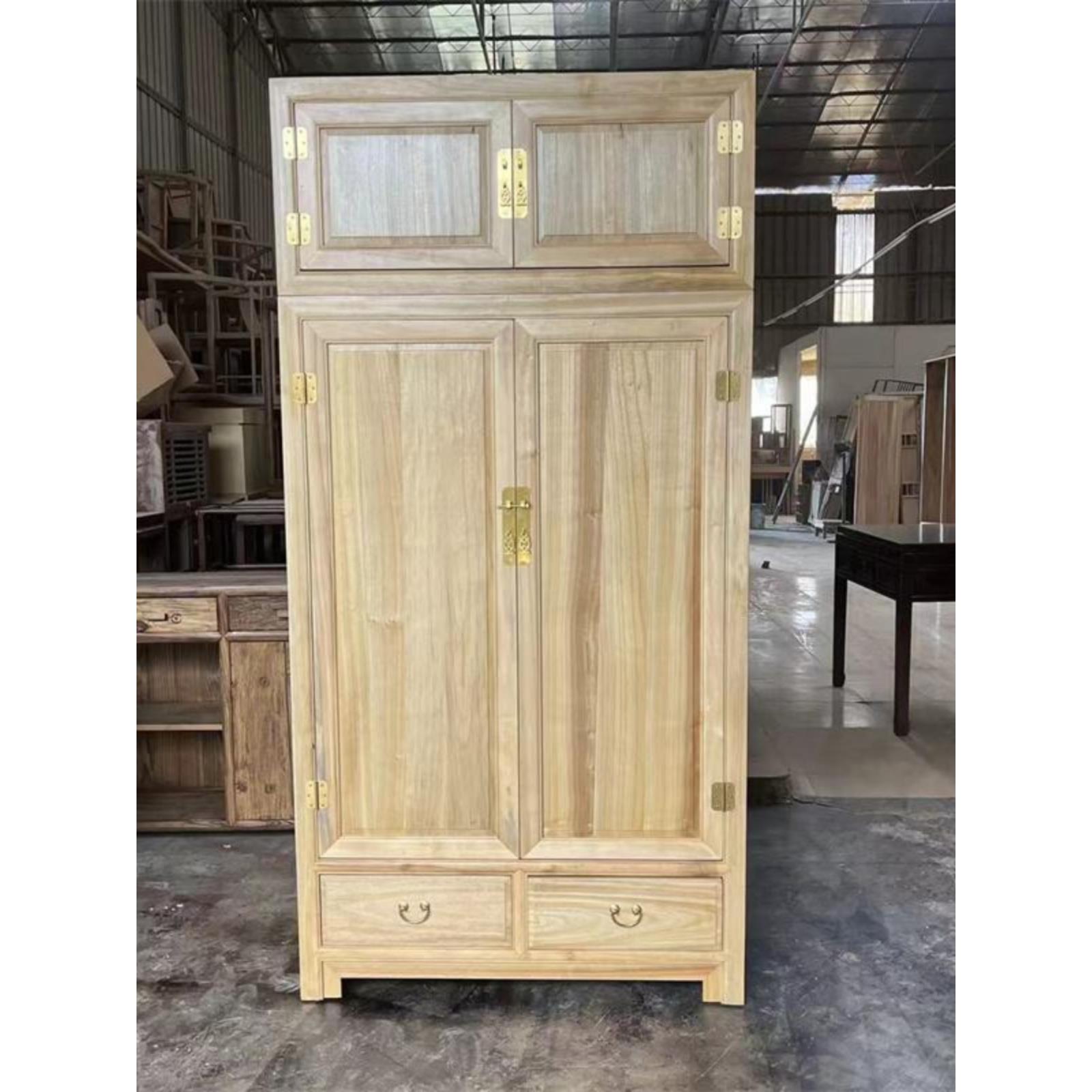 中式香樟木衣柜全樟木顶箱柜原木衣橱家用卧室大容量防虫蛀挂衣柜