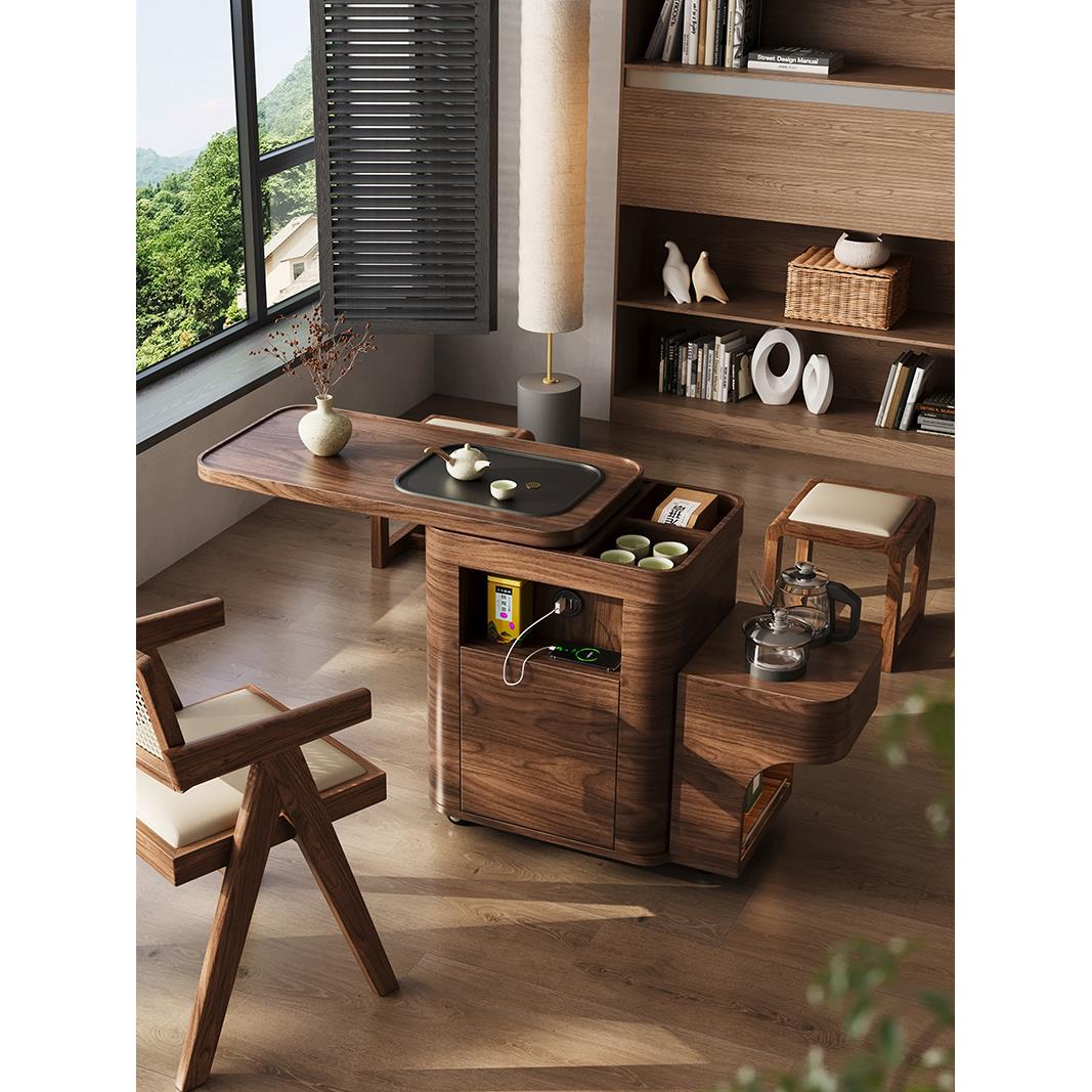 移动茶台茶几泡茶桌旋转边几沙发边柜烧水壶一体客厅阳台小型茶车