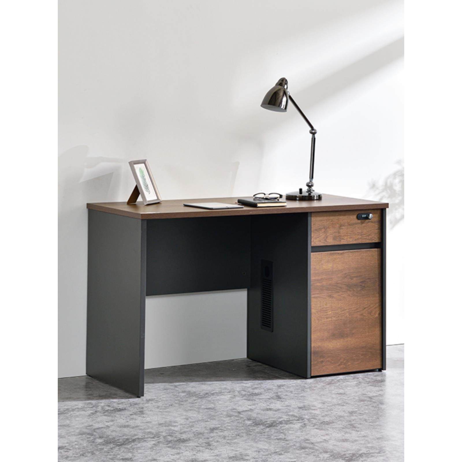 职员办公桌单人带抽屉写字台简约现代书桌1.2米1.4米电脑桌椅组合