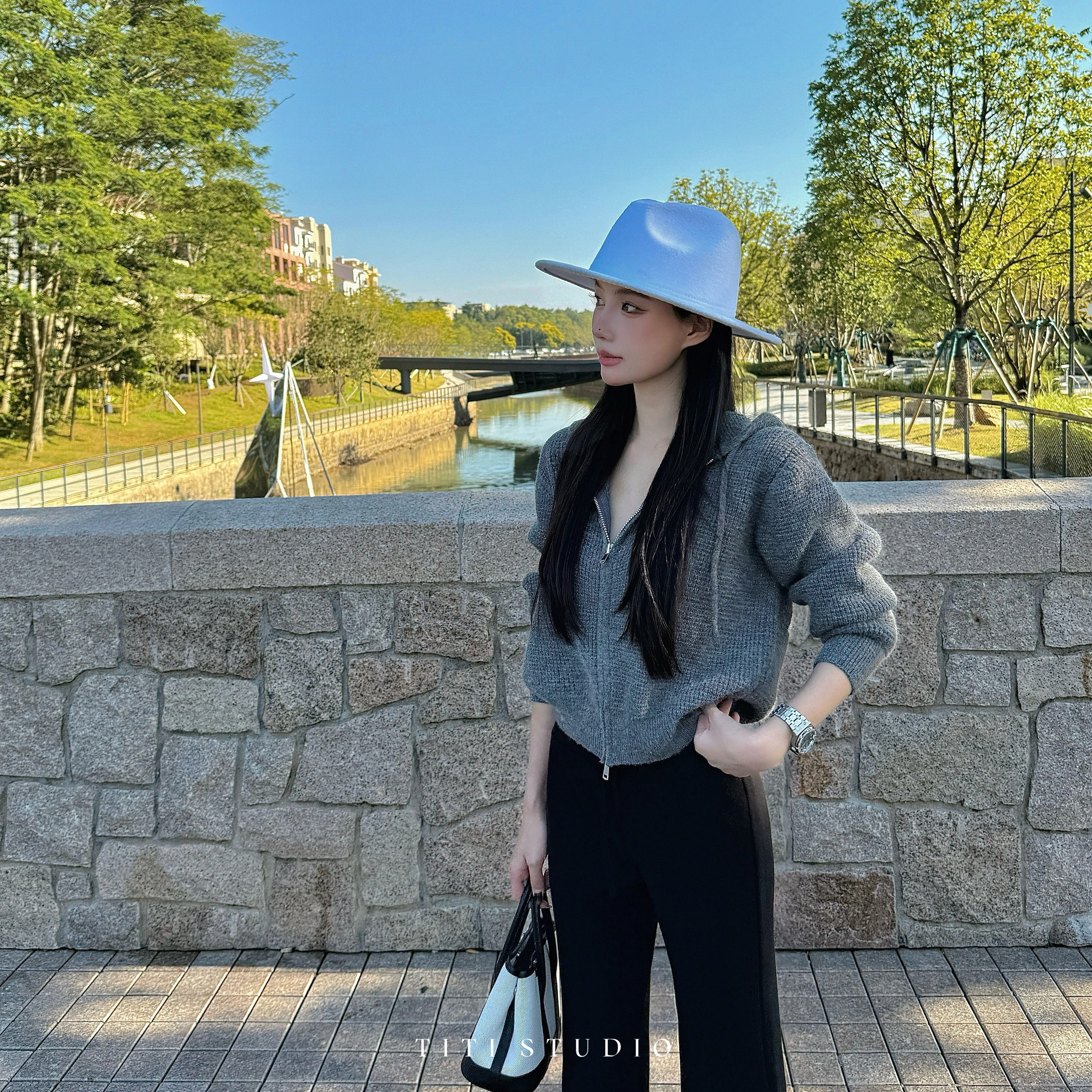 TITI - STUDIO“自由户外”华夫格双拉链连帽针织开衫毛衣外套,女装/女士精品,时尚套装,淘宝优惠券,粉丝福利购,淘宝优惠卷