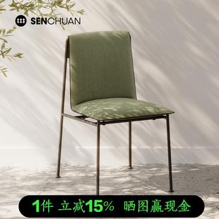 森川餐椅轻奢高级软包靠背椅子家用客厅设计感意式 极简餐厅餐桌椅