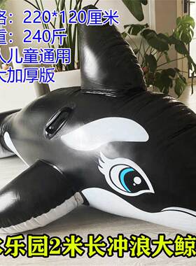 大黑鲸游泳圈水上充气海豚鲨鱼漂浮排床成人儿童玩具冲浪坐骑装备