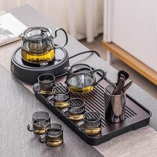 玻璃茶具家用客厅简约茶盘轻奢高档耐高温茶壶办公室功夫茶杯套装