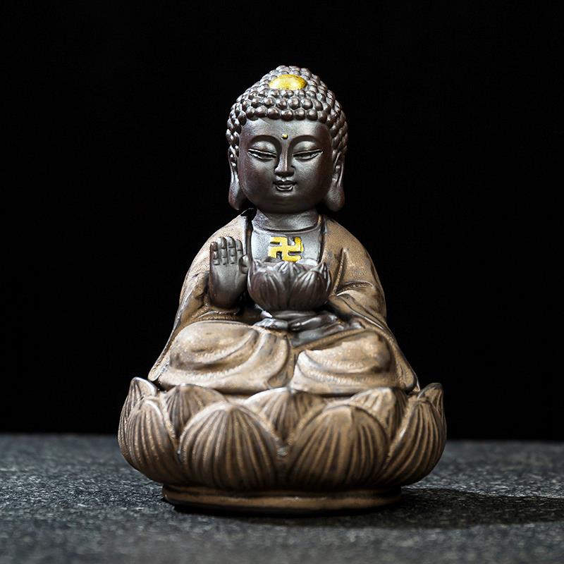 精品复古陶瓷如来新中式摆件禅意茶宠家居客厅桌面茶室车载装饰品