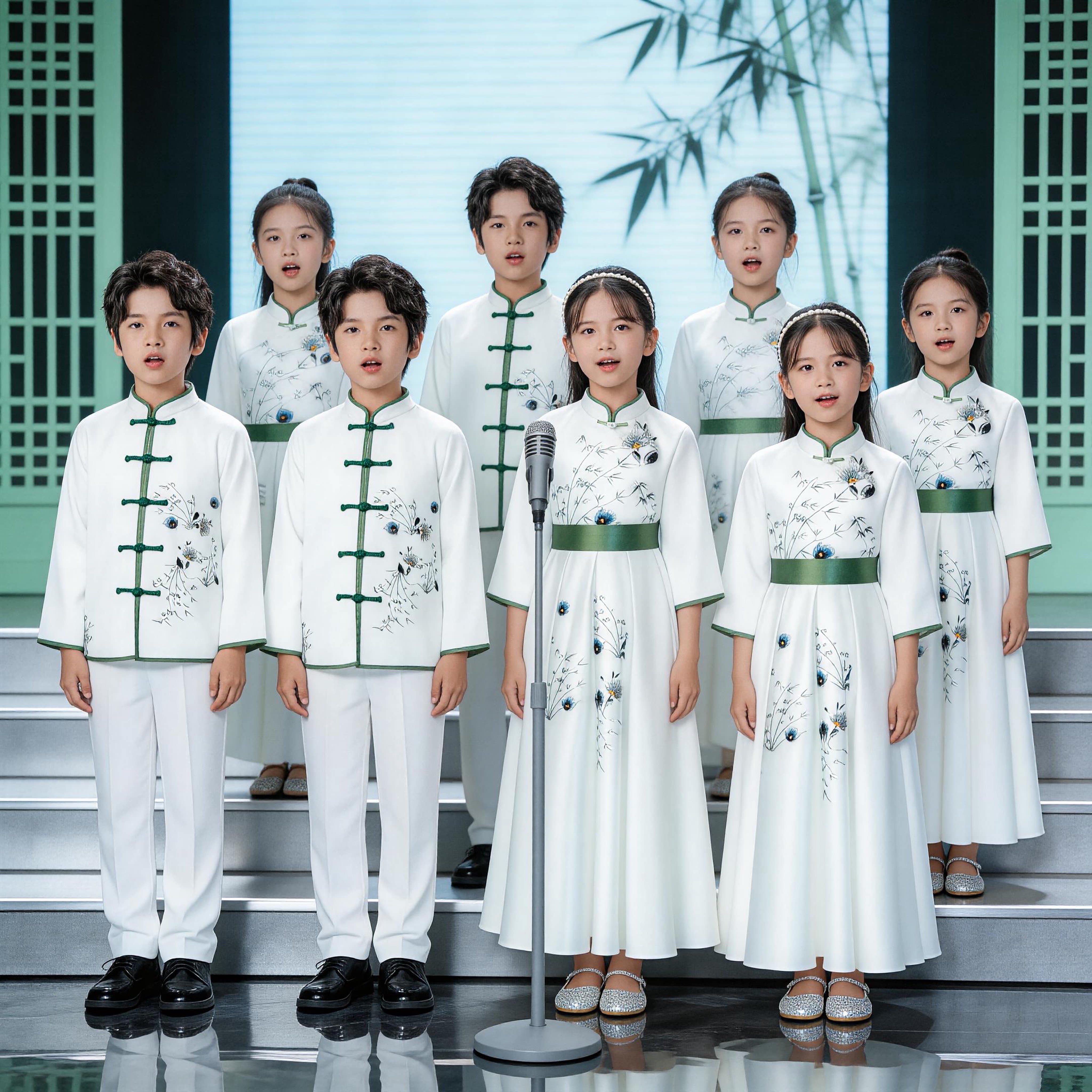 中国风中小学生合唱朗诵演出服