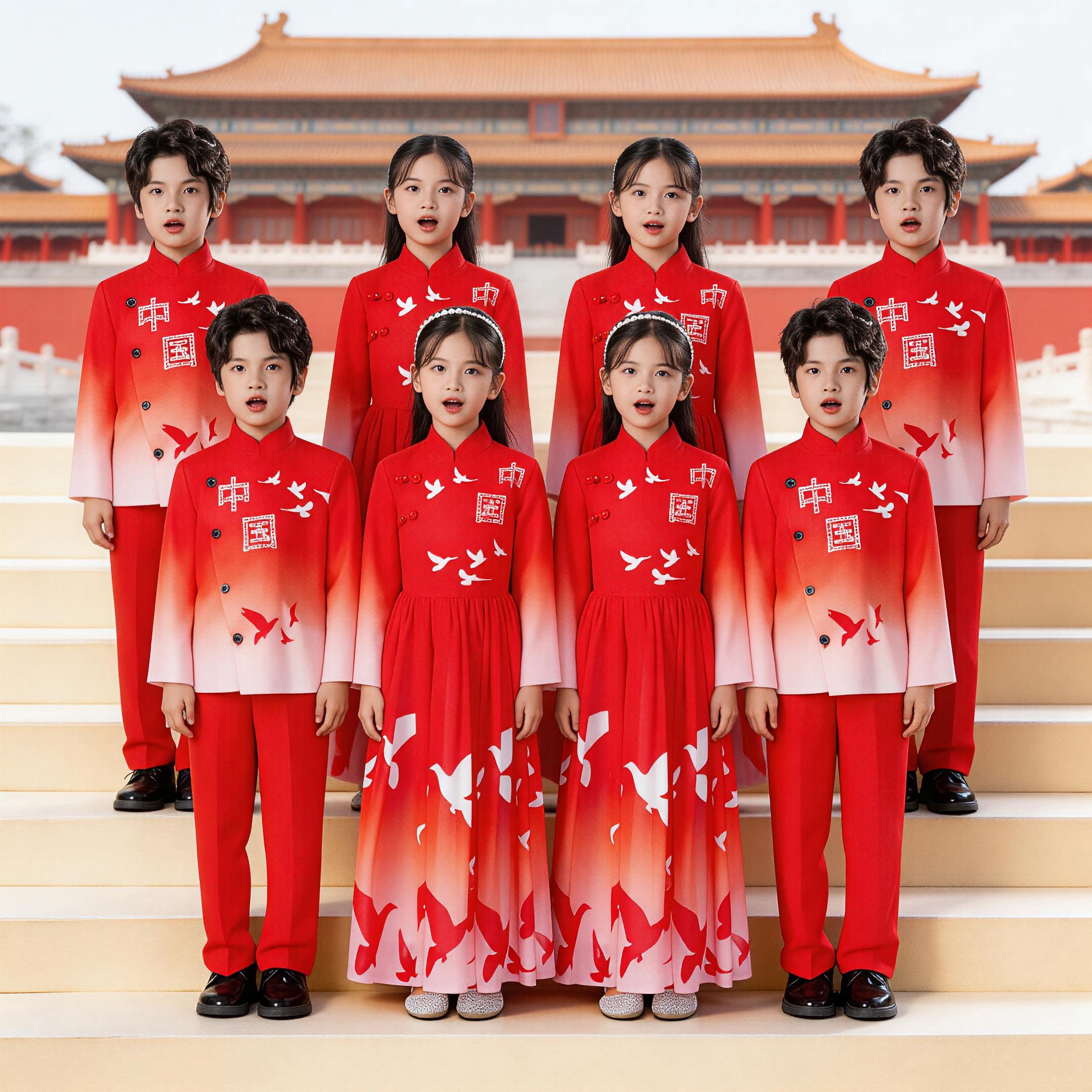 小学生中国风合唱朗诵演出服