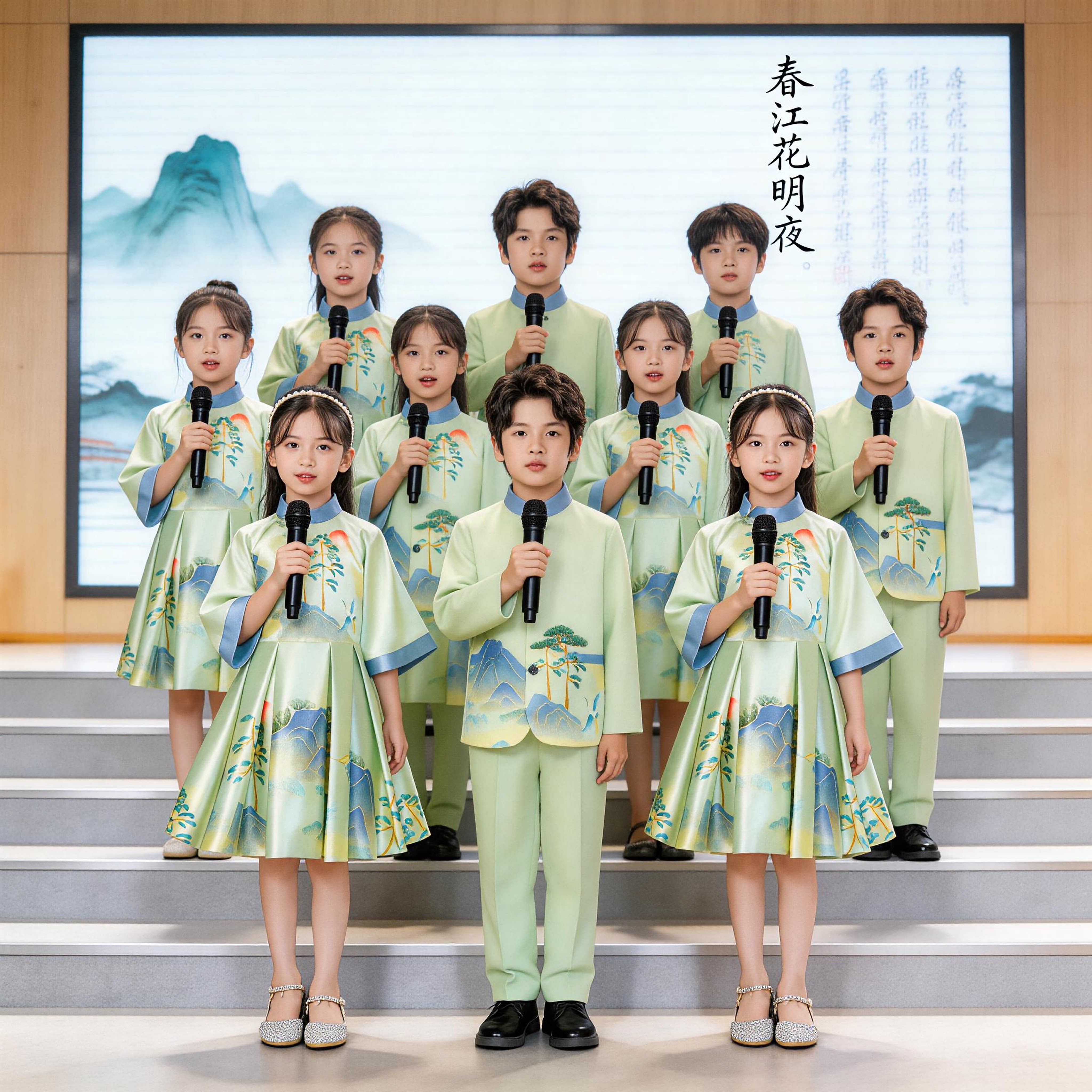 中国风中小学生合唱朗诵演出服