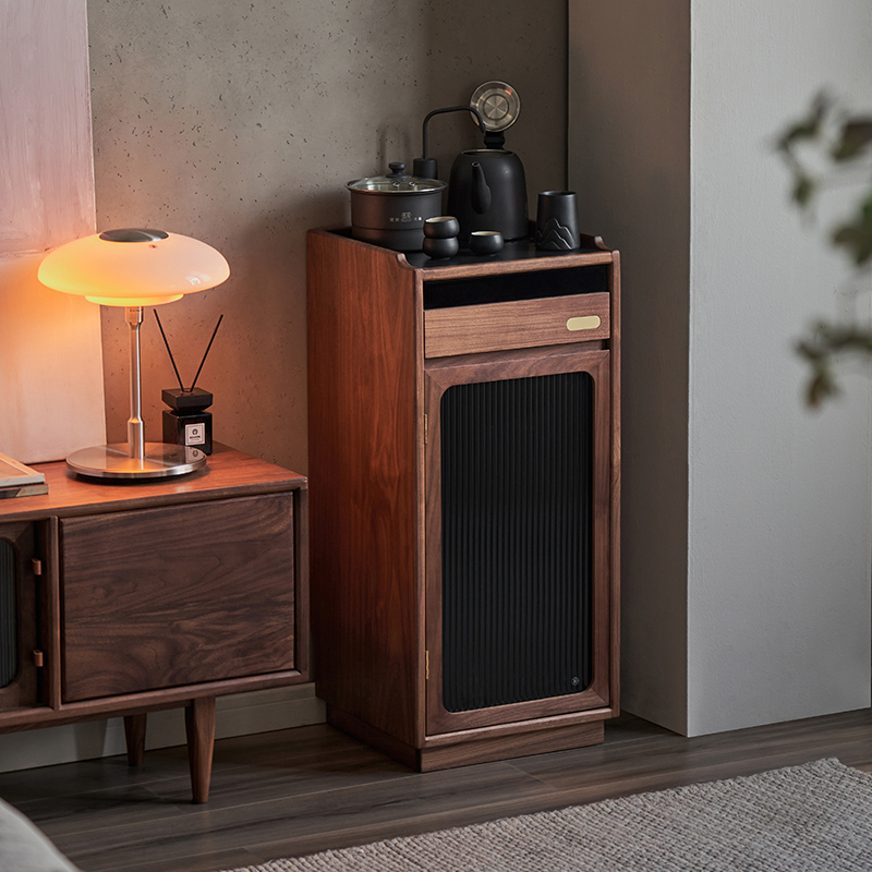 实木窄茶吧机智能饮水机即热式自动上水茶水柜下置水桶