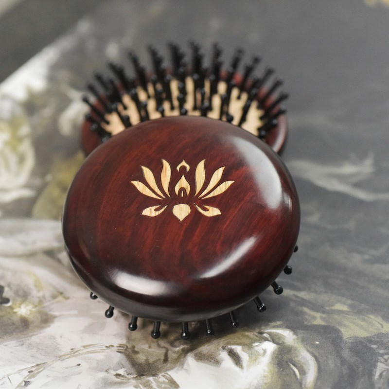 红木气囊梳子女小号便携气垫按摩圆形古风防静电大板梳顺发刻字